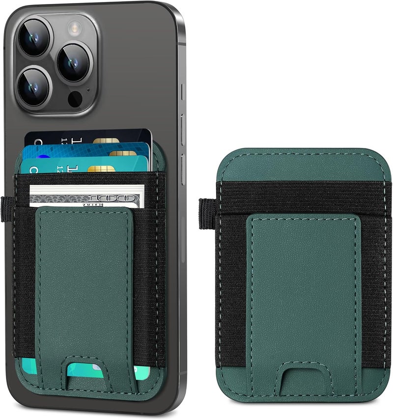 ExtreLife For Magsafe Wallet, Strongest Magnetic Wallet for iPhone 17/16/15/14/13/12 Series, for Magsafe Card Holder with 2 Card Slots, Magnetic Card Holder, RFID Blocking, Vegan Leather, Hold 7 Cards, Green - Image 1